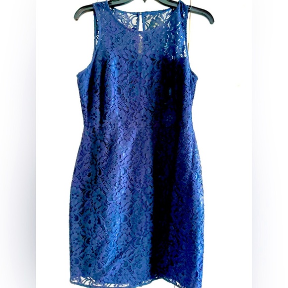J Crew Factory Sleeveless Navy Lace Dress Size 6 - Picture 4 of 7